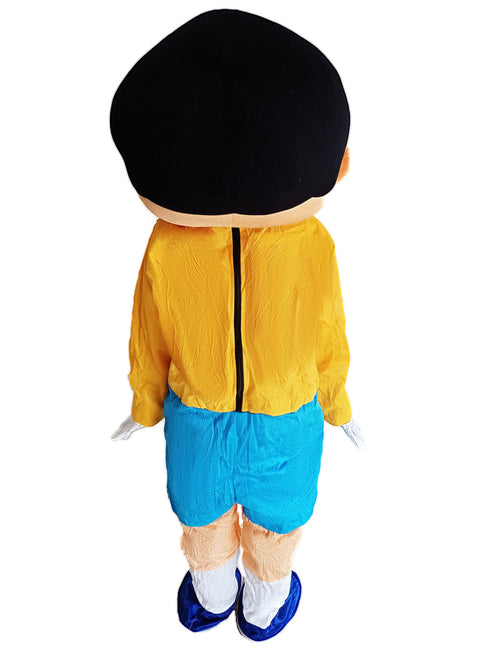 BookMyCostume Lazy & Clumsy Cartoon Character Mascot Costume with Specs for Theme Parties & Events | Adult Full-Size | Yellow & Blue